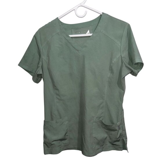Fit Tops - Green Scrub Top With Pockets M/M 90% Polyester 10% Spandex Knit Fabric